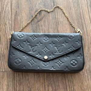 Louis Vuitton Black Clutch with Gold Chain
